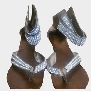 Jeweled ankle wrap sandal, sz 9
